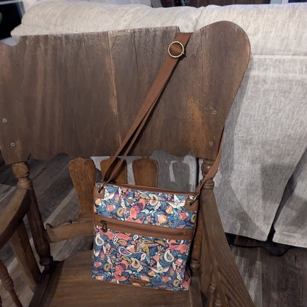 Sakroots Teal Enchanted Forest Crossbody Bag Purse - Picture 5 of 8